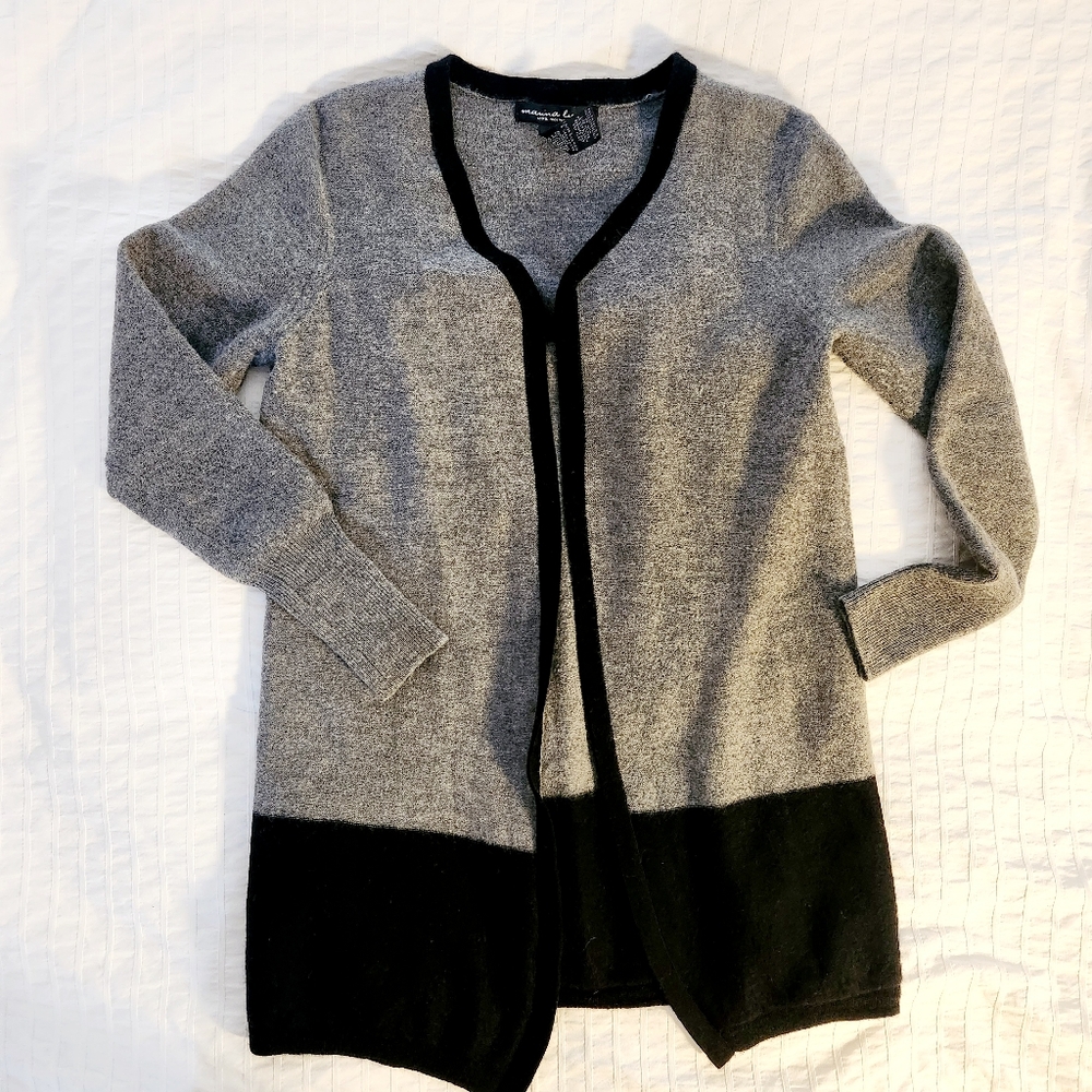 Marina Luna | Grey Black Cardigan Sweater Tank Set 100% Merino Wool